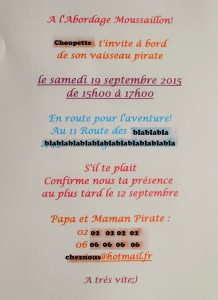 Invitation Choupette 4 ans verso bis